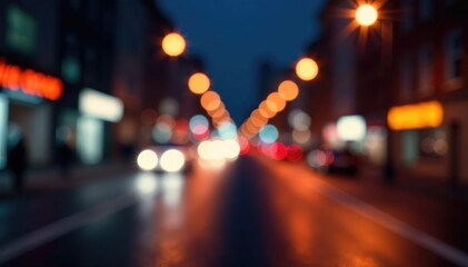 Abstract late-night city lights, blurred streaks , detail, effect, angle