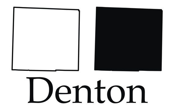 Denton (Texas) city map with black border outline vector
