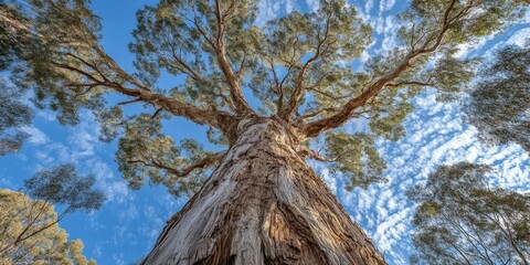 Majestic eucalyptus tree reaching towards the sky