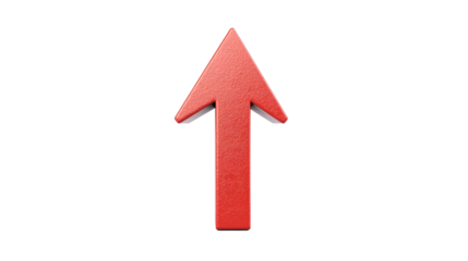 Red upward arrow symbol on transparent background