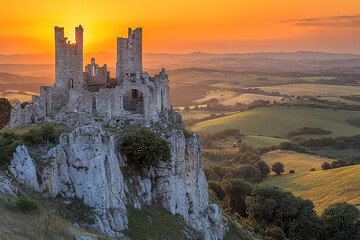 Fototapeta premium Sunset Over The Ancient Fortress