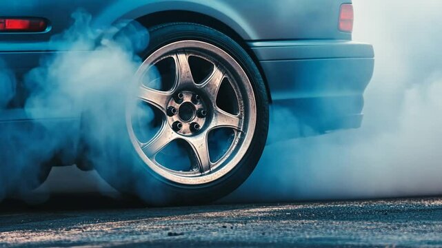 Burnout Wheels Creating Smoke at an Exciting Motorsport Event Generative AI