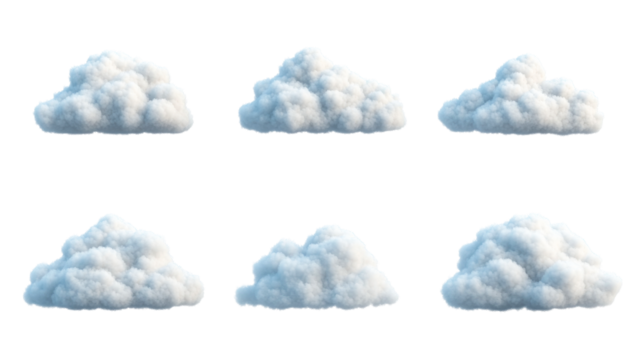 Soft white clouds with a transparent background for design use