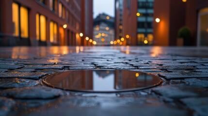 Reflection Stunning architectural reflection captured in a puddle on the street.