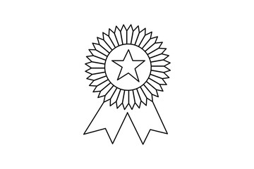 Achievement Badge icon single line art from line vector art isolated black white background