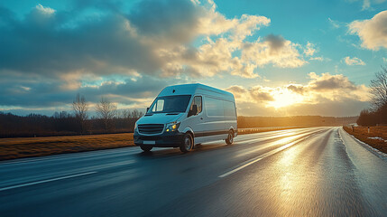 Van Driving Into The Sunset
