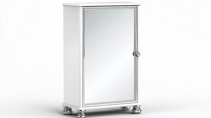 Elegant white cabinet with attached mirror ideal for stylish storage solutions and modern home decor aesthetics