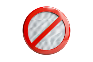 Red no entry sign on transparent background