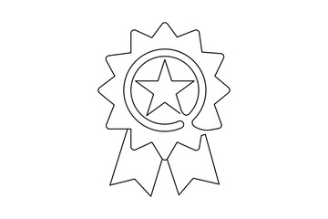 Achievement Badge icon single line art from line vector art isolated black white background