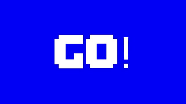 Countdown three, two, one or 3, 2, 1, go, graphic animation, 3 2 1 GO Animated countdown, Pixelated 3-2-1 Countdown with GO! Animation, Blue Screen Overlay, Retro Gaming Style, pixel art, Video.