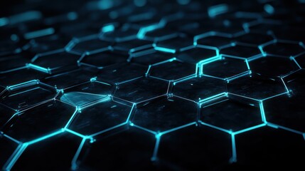 Obraz premium Futuristic abstract background image of illuminated hexagonal geometric shapes