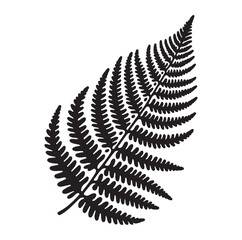 Fern leaf line art silhouette vector illustration a white background.