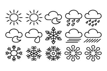 Fototapeta premium weather editable stroke outline icons set isolated