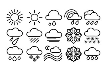 Fototapeta premium weather editable stroke outline icons set isolated