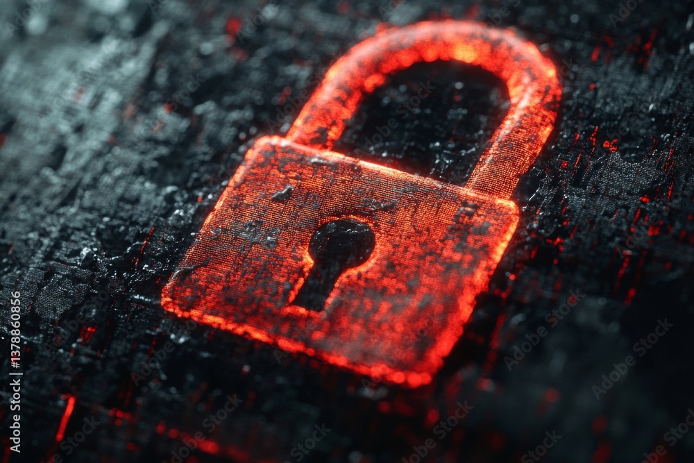 Poster the glowing padlock icon stands out against a textured dark background, symbolizing security and dat