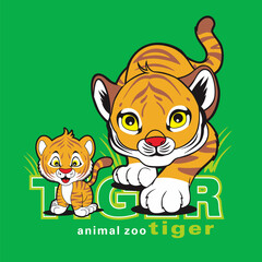 Cute tiger animal cartoon, Flat Vector Illustration