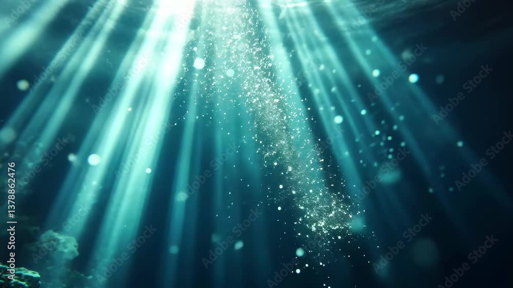 Aufkleber shimmering particles create an enchanting underwater landscape illuminated by soft light, abstract u