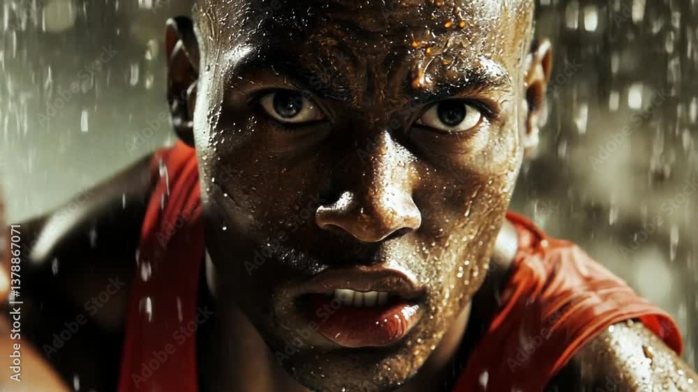 Poster intense focus of a basketball player in action generative ai