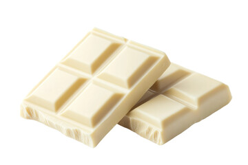 Delicious broken white chocolate bars on white background, cut out