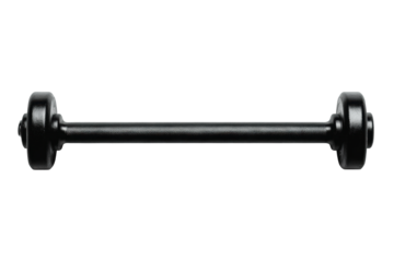 Black dumbbell bar with weights on both ends, cut out