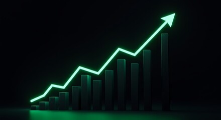 Growth. Rising success graph chart with a neon line	