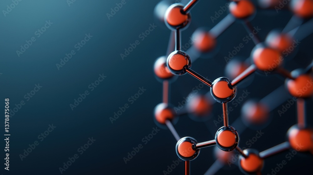Poster nanotechnology science precision concept, close-up of nanomaterial structure captured under electron