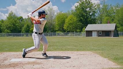 Baseball Player Prepares to Swing at Pitch in Sunny Field Generative AI - Powered by Adobe