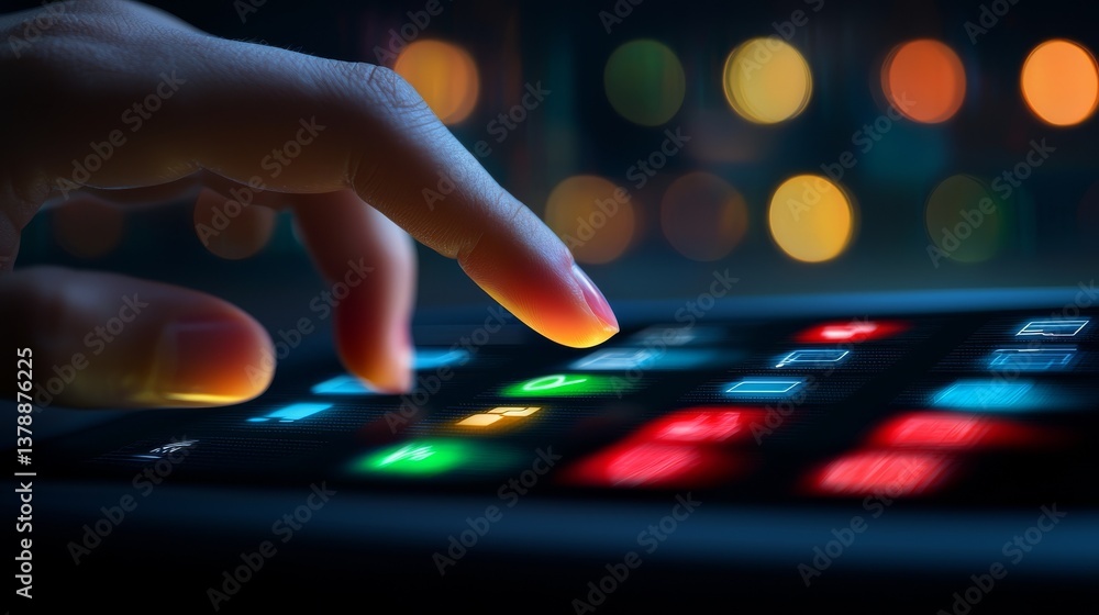 Aufkleber closeup of hand engaging a key on computer keyboard, detailed view of digital interaction