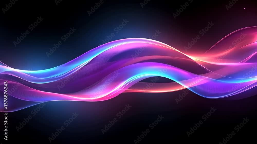 Poster dynamic abstract background with vibrant neon waves and flowing energy particles