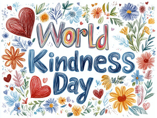 World kindness day celebration, kid illustration 