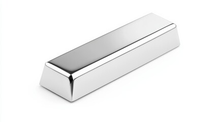 Polished Rhodium Bar on White Background