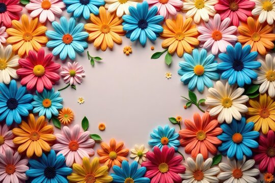 Vibrant, stylized daisy chain repeating backdrop , daisies, summery, bright