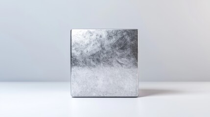 Silver Textured Cube on White Background