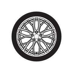 Car wheel silhouette vector illustration isolated on white background
