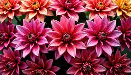 Bold dahlia petals, repeating motif, rich hues, background, blossom