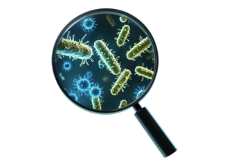 germs under magnifying glass