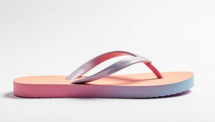 Close-up of a single flip-flop against a stark white backdrop , product shot, comfort
