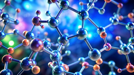 Chemical structure in blue light, Chemistry background.