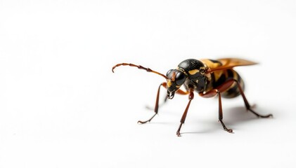 Close-up of single insect on pure white background, wings, photography, small