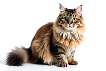 Obraz premium Fluffy Persian cat, isolated on white background, regal, animal