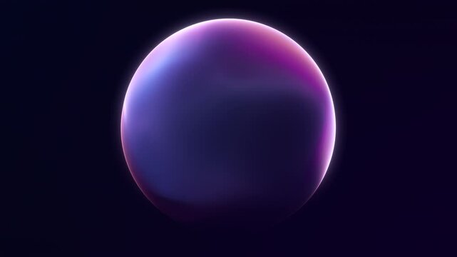 Gradient coloured minimalistic energy orb on dark technology background. Shiny pink purple magic plasma sphere. Luxury digital fantasy neon ball. Bright flowing shape template. 4k 60fps looped graphic