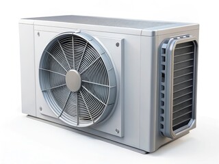 Aerial View AC Unit, Overhead Air Conditioner, White Background, HVAC System, Cooling Equipment, Rooftop Air Conditioning