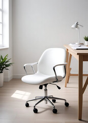 Modern Office Chair with Desk and Plant