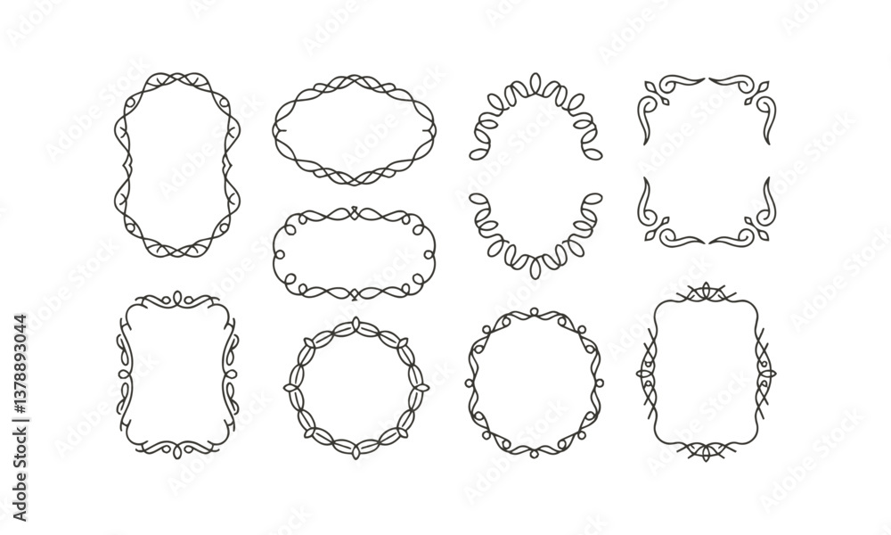 Poster a modern vector illustration of elegant decorative frames with intricate,, easily editable.