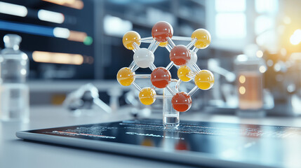Model of a Chemical Element on a Table in a Chemical Laboratory