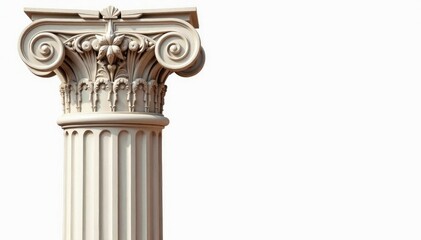 Obraz premium Intricate Roman column detail against stark white , classic, architecture, studio