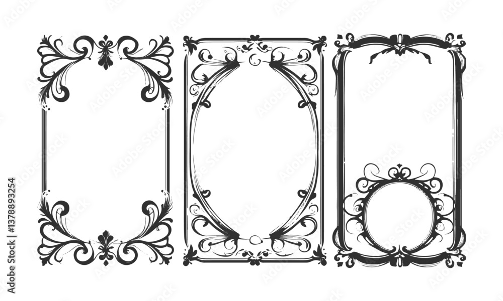 Poster a modern vector illustration of elegant decorative frames with intricate,, easily editable.