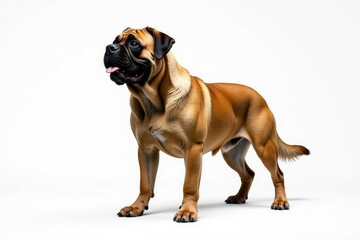 Obraz premium Majestic Mastiff, powerful stance, white background, guardian, white, ears