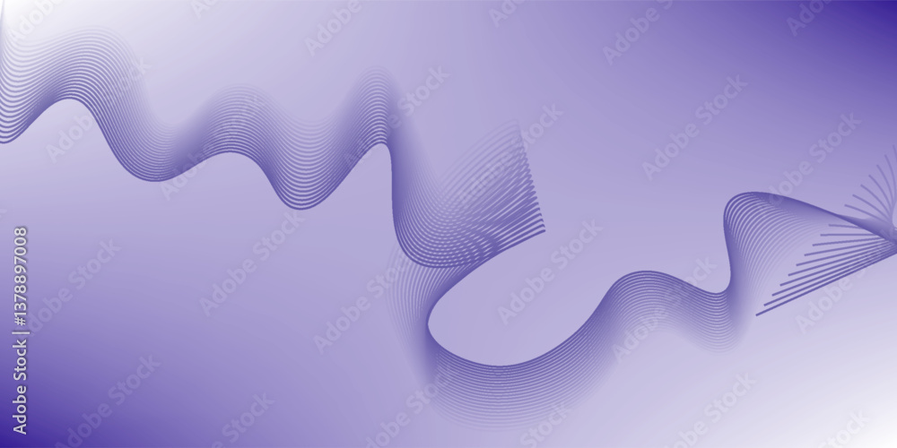 Poster dark abstract background with glowing wave. shiny moving lines design element. modern purple blue gr