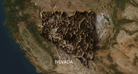 Mapa de EE.UU, del Estado de Nevada